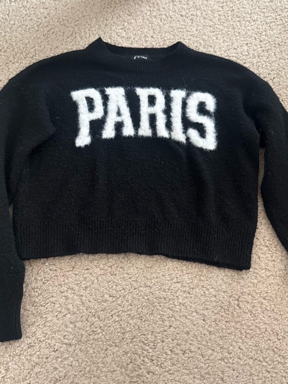 art class Black Crewneck Sweater with White 'PARIS' Lettering